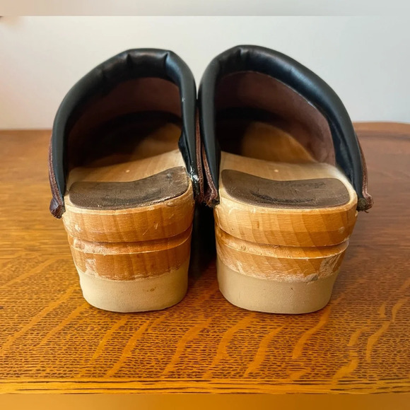 Troentorp Rembrandt Clog Leather Wood 2.2” Heel Brown Slip On Studded Size 42 - Picture 7 of 16